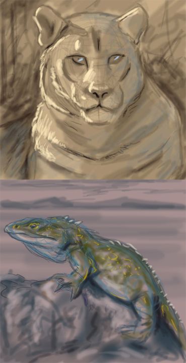 Felino e iguana, de Juan Revilla